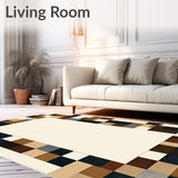 Elegant Trio with Abstract Linear Borders in Brown and Beige(Beige)