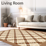 Contemporary Round with Geometric Diamond Motifs(Beige)