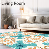 Serene Floral Mosaic with Interlocking Petal Medallions(Teal)