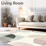 Beige and Ivory with Layered Abstract Geometry Subtle Gradient Detailing(Beige)