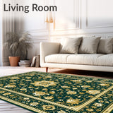 Classic Floral Area Non Slip Graceful Aesthetic(Green)