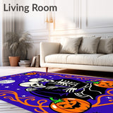 Spooky Skeletal Love Story Decorative Floor Covering(Purple)