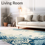 Coral Reef Rhapsody Coastal Nautical Design Beige and Blue(Beige)