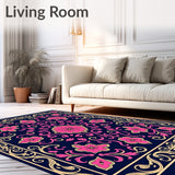 Artisan Scrollwork Damask Vine with Ornate Petals and Foliage (Pink) - ODIKA