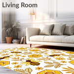 Honeybee Garden Dance with Hexagonal Hive Motifs (Yellow) - ODIKA