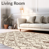 Interlocking Lattice Mosaic with Vintage Scrollwork Accents (Beige)