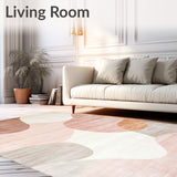 Contemporary Blush and Beige Abstract Featuring Fluid Shapes(Beige)