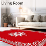 Snowflake Medallion Motif with Festive Gilded Accents and Whimsical Detailing(Red)