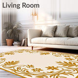 Farmhouse Botanical Vine Scroll with Traditional Floral Motifs(Gold)