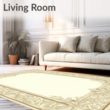 Classic Ornamental Border Elegant Non Slip Timeless Design(Beige)