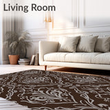 Elegant Damask Swirl Contemporary Artistic(Brown)