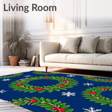 Festive Holly Wreath with Snowflake Motifs Holiday Decorative(Blue)