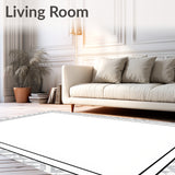 Abstract Tiled Interlocking Grid with Decorative Frame(White)