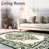 Elegant Velvety Textured Swirl Medallion Artisan (Green)