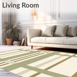 Porch Deck Mudroom Beige Sage Green Striped(Beige)