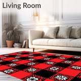 Buffalo Check Stripe with Nordic Wreath Motif(Red)