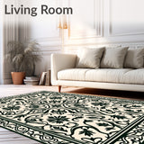 Vintage Damask Tapestry with Flourishing Vine Motifs(Black)