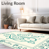 Elegant Floral Scroll Tapestry Featuring Swirl Leaf Embellishment (Ivory)