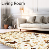 Beige Insect Moth Butterfly Floral Area(Ivory)