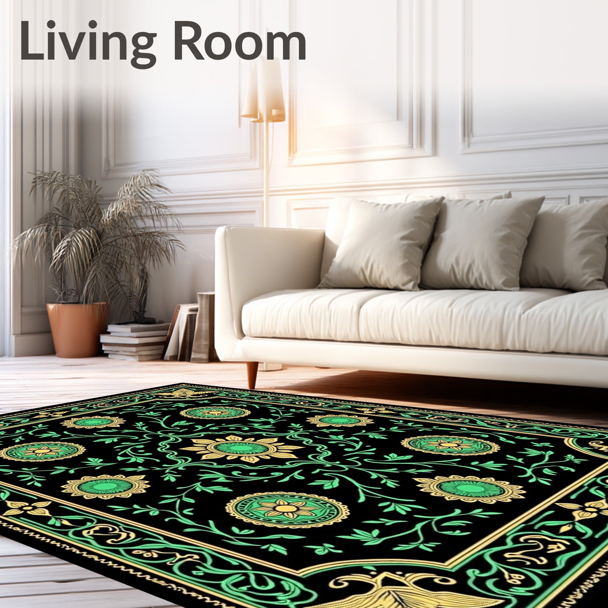 Luxurious Verdant Botanical Interlocking Medallion Treasure (Black) - ODIKA