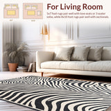 Ultra Soft Area Rug, Non Slip, Stain Resistant, Washable Area Rugs for Living Room, Bedroom, Boho Zebra Runner(Black)