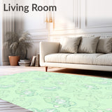 Boho Cloud Swirl Motif with Watercolor Effect (Green)