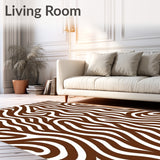 Abstract Wave Stripes with Flowing Contemporary Forms(Brown)