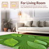 Ultra Soft Area Rug, Non Slip, Stain Resistant, Washable Area Rugs for Living Room, Bedroom, Soft Green Insect Motif Dining Room Rug(Beige)