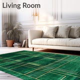 Elegant Emerald Green and Gold Abstract Area with Bold Shapes(Green)