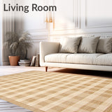 Artisan Crafted Checkerboard Area With Harmonious Neutral Design(Beige)