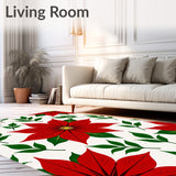 Poinsettia Bloom Doormat with Scarlet Petals and Forest Green Foliage(Red)