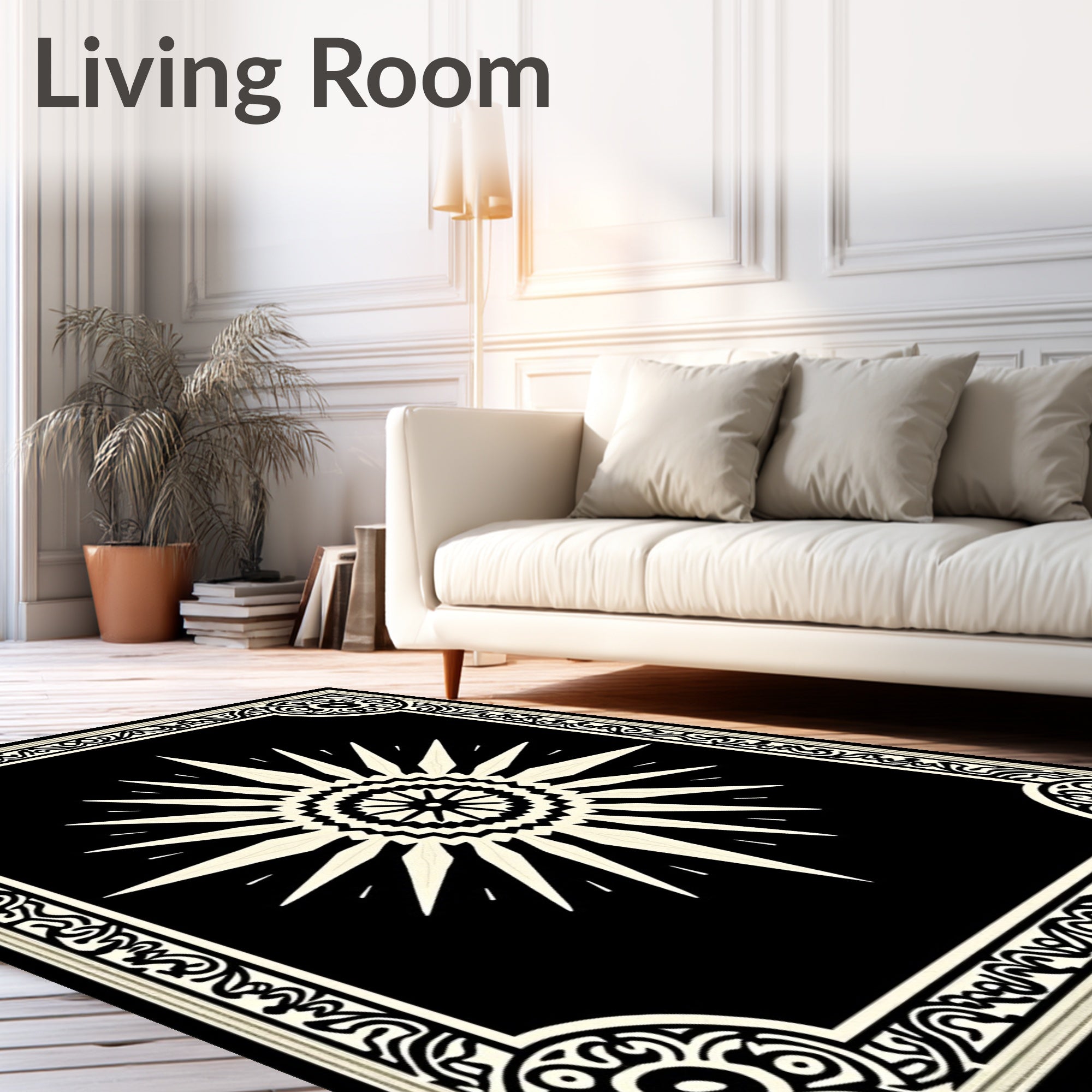 Burst with Radiating Starburst and Paisley Border (Black) - ODIKA