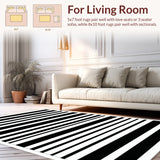 Piano Key Striped Woven Minimalist Black & White Design(Black)