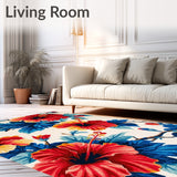 Hibiscus Paradise Floral Area With UV Protection For Garden Patios(White)