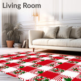 Holiday Buffalo Check Featuring Festive Seasonal Motifs(Red)