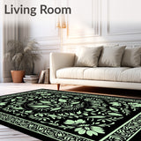 Botanical Woodland Creatures Tapestry With Floral Jungle Motifs (Black)