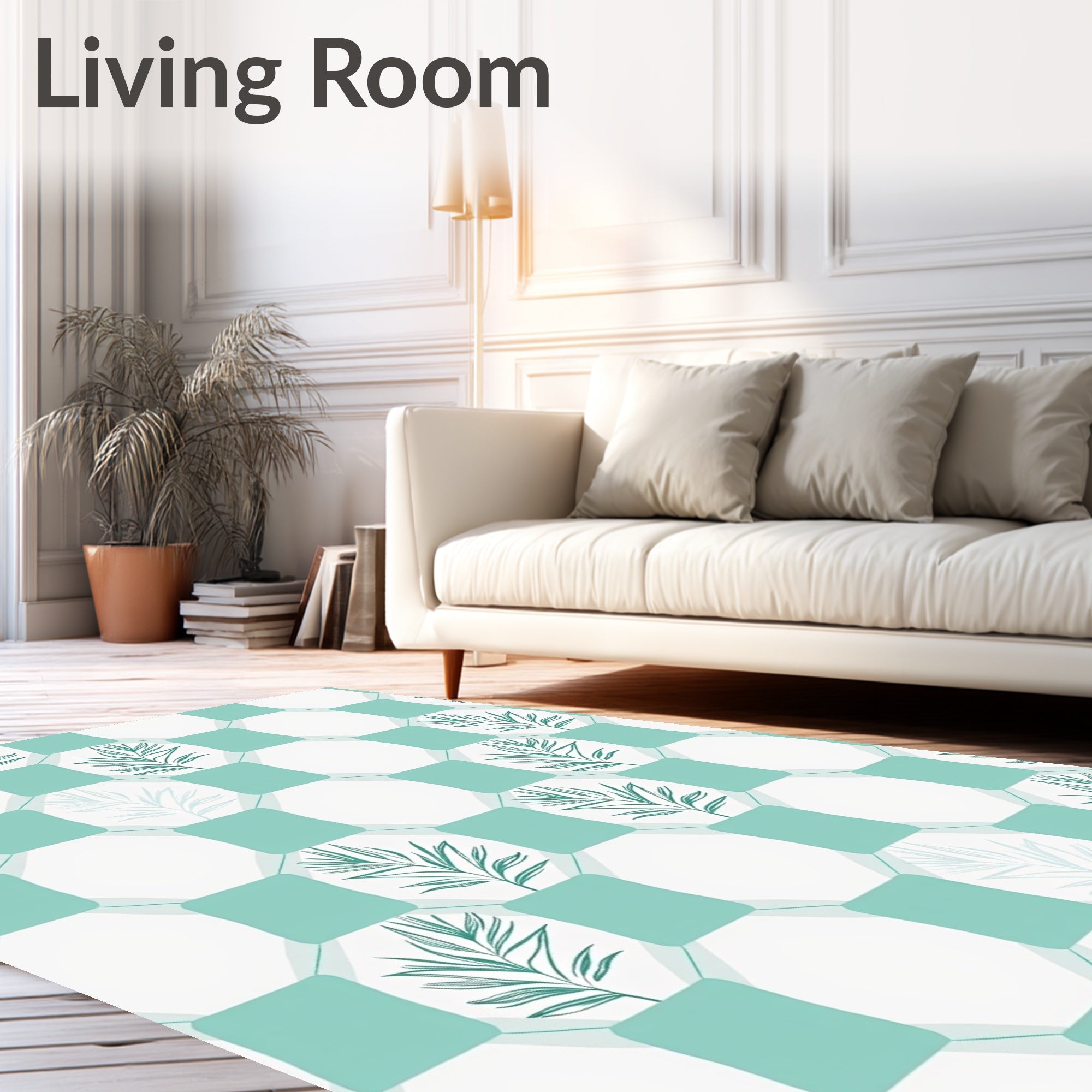 Hexagonal Honeycomb with Abstract Botanical Accents (Green) - ODIKA