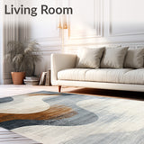 Elegant Distressed Area Rug with Abstract Swirl Design in Neutral Tones(Gray)