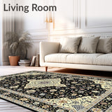 Vintage Inspired Black and Beige Area(Black)