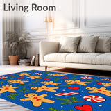 Winter Wonderland Gingerbread Man Mosaic with Peppermint Hearts and Pine Accents(Blue)