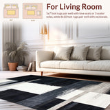 Contemporary Abstract Rug With Minimalist Brushstroke Design(Gray)