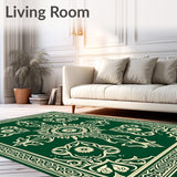 Vintage Damask Scroll Medallion Embellished Framework (Green) - ODIKA