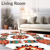 Interlocking Sunburst Medallion with Autumn Botanical Motifs(Orange)