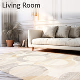 Cream Modern Round Geometric Circle Accent(Beige)