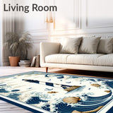 Coastal Haven Nautical Area Rug with Lighthouse Pattern for Home Decor(Blue)