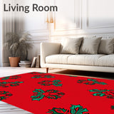 Holiday Pine Branch Print Dorm Room Floor(Red)
