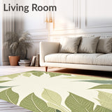Exotic Leaf Motif Green Beige Botanical Garden Area(Beige)