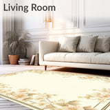 Elegant Beige Low Pile Modern Bordered(Beige)