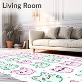 Charming Kitten Faces with Polka Dot Background and Curly Tail Details(Pink)