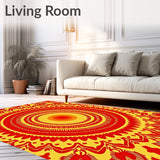 Vibrant Sunrise Medallion Swirl Tangerine Radial (Red) - ODIKA